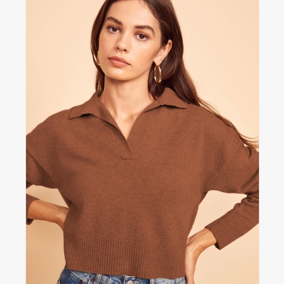 Reformation Cashmere Polo Sweater In 